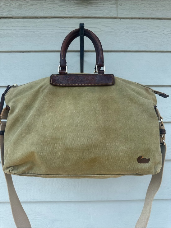 Dooney & Bourke Handbags - Dooney & Bourke Olive Canvas Duffel with Brown Leather Trim